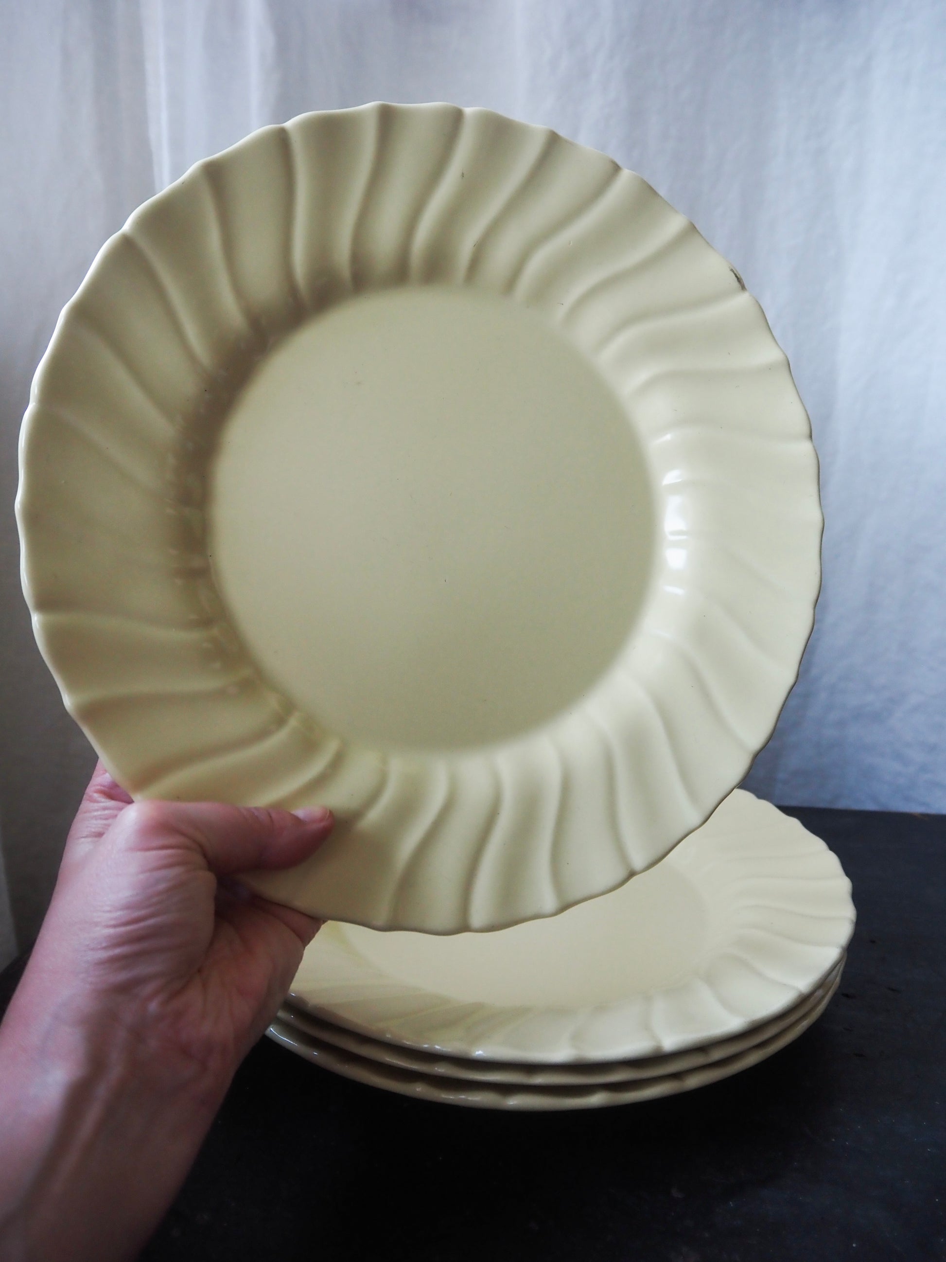 Butter Yellow Franciscan Pottery Plates, set of 4