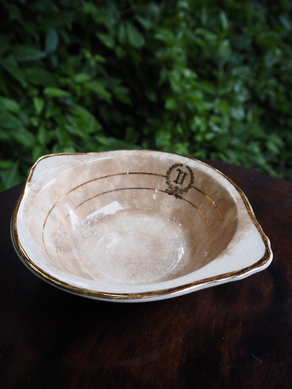 Vintage Art Deco Century by Salem Ironstone Bowl with 23k Gold