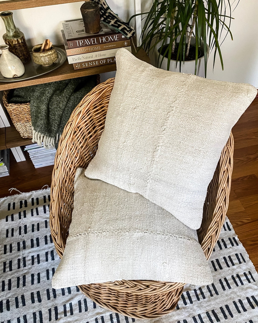 Reclaimed Turkish Hemp Kilim Pillows, 20" x 20", set of two