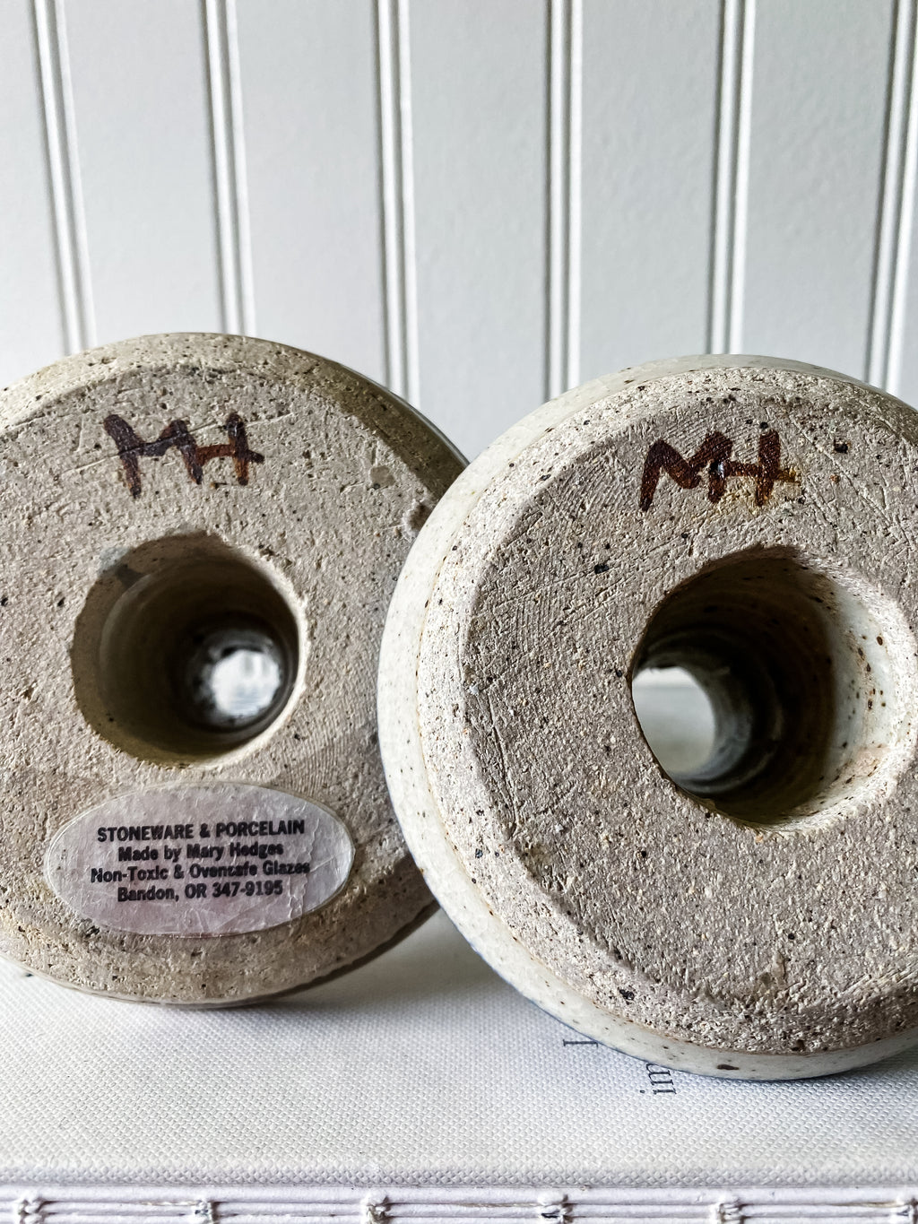 Studio Pottery Candlesticks by Mary Hedges