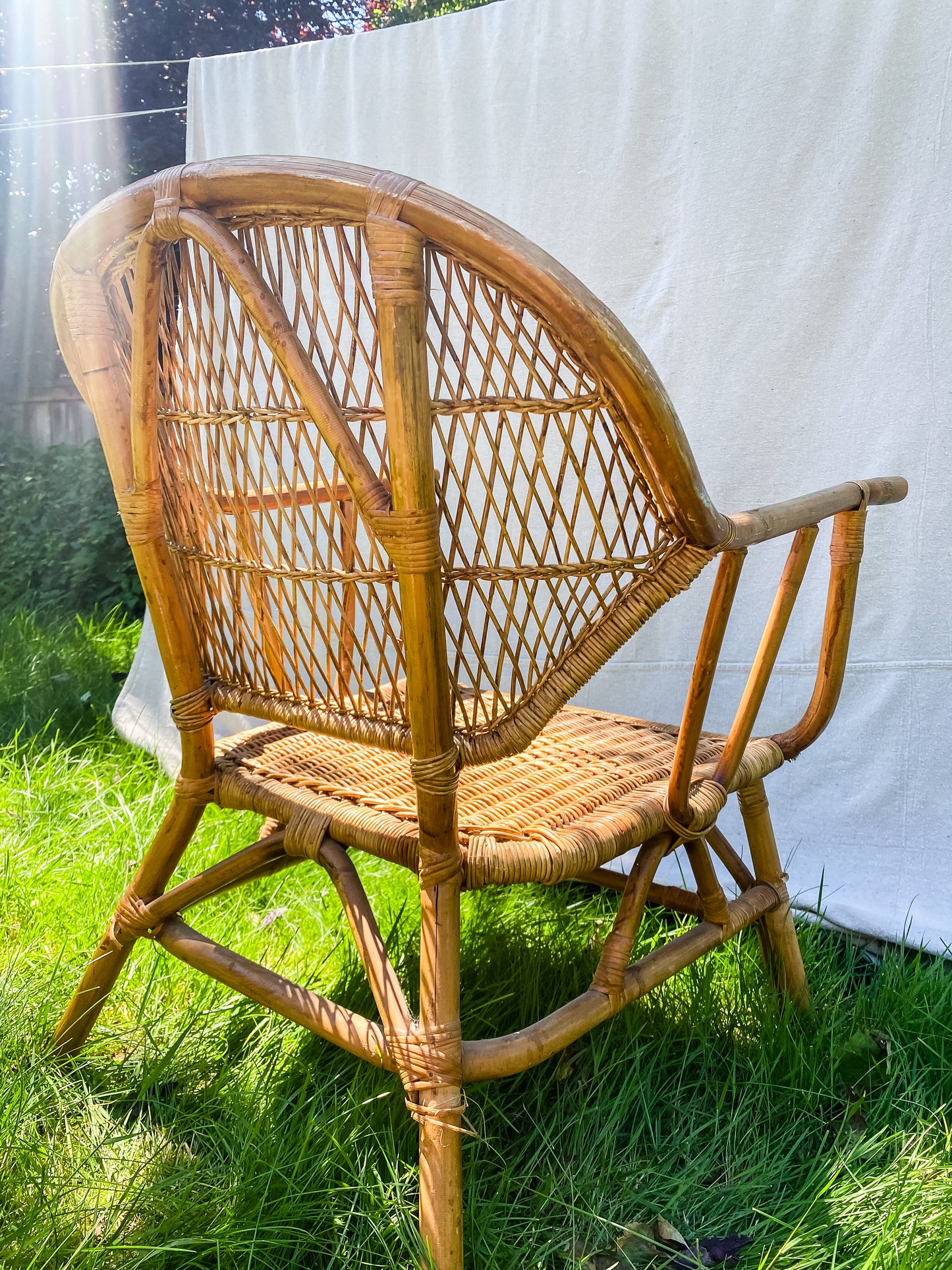 1950s Rattan Wicker Armchair (1)