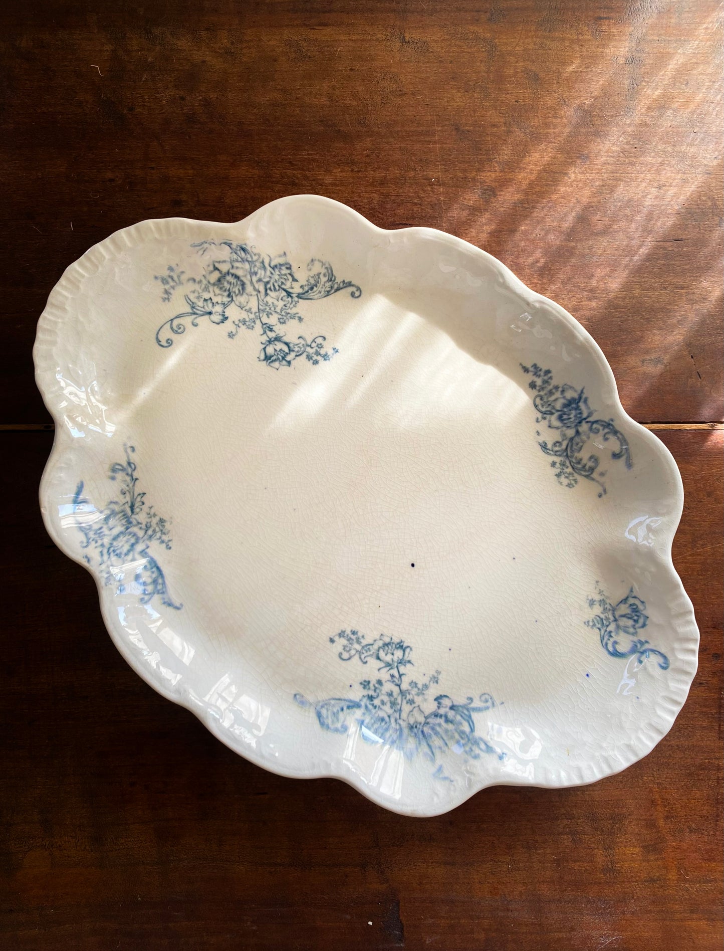 Laughlin 'American Beauty' Flow Blue Transferware Serving Platter
