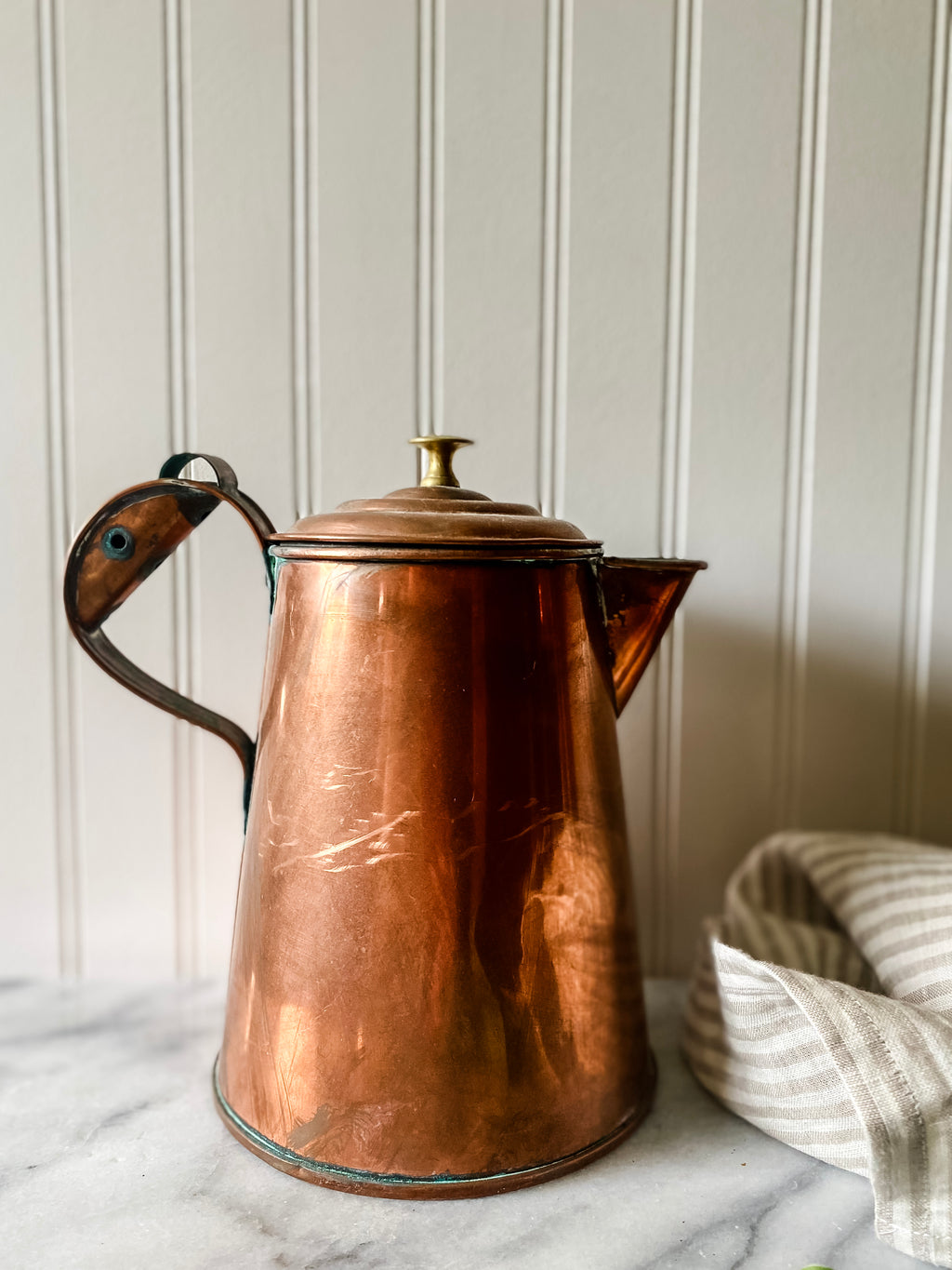 Antique Copper Kettle with Lid