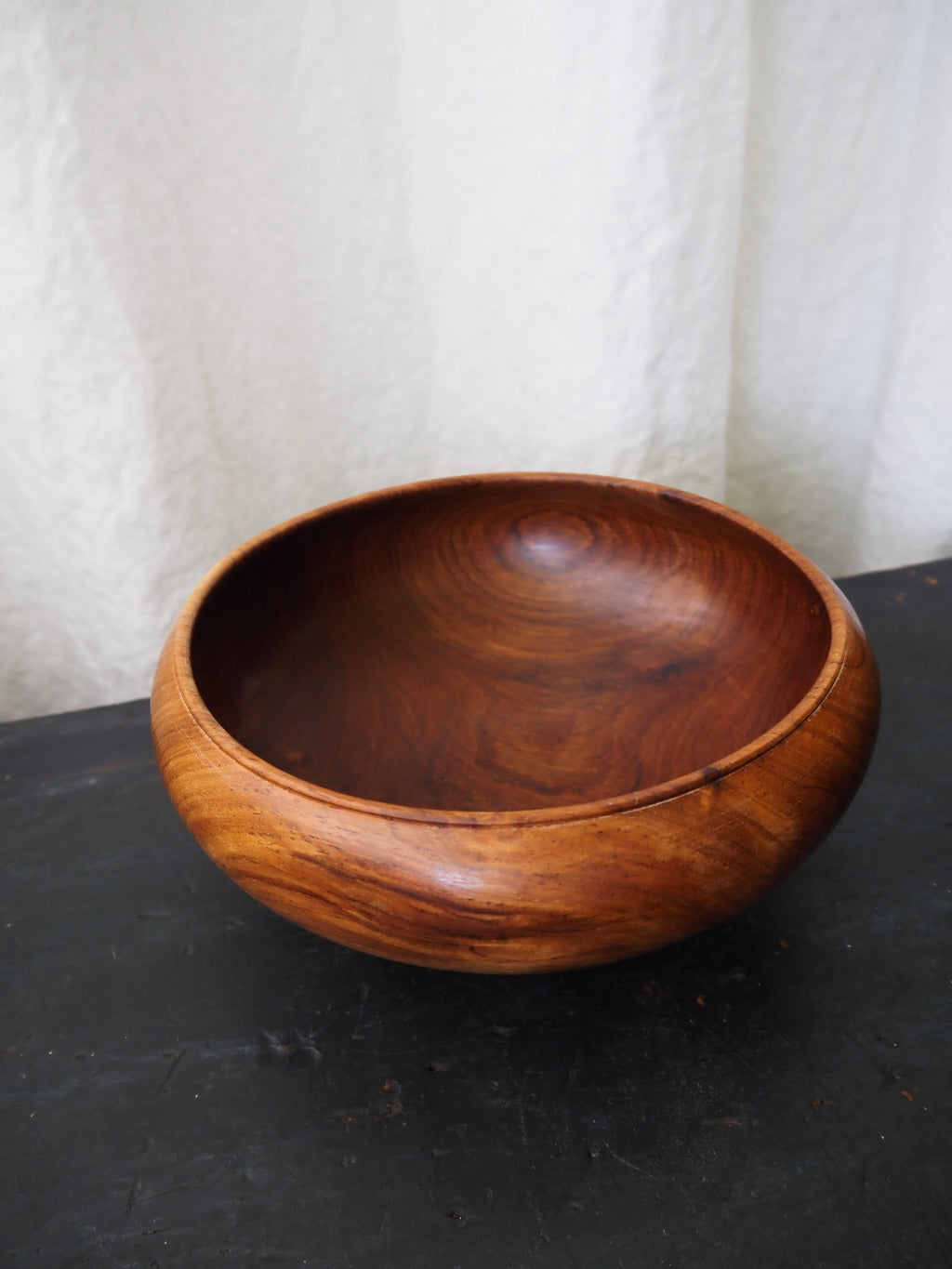 Hand-Turned and Lacquered Burl Wood Bowl