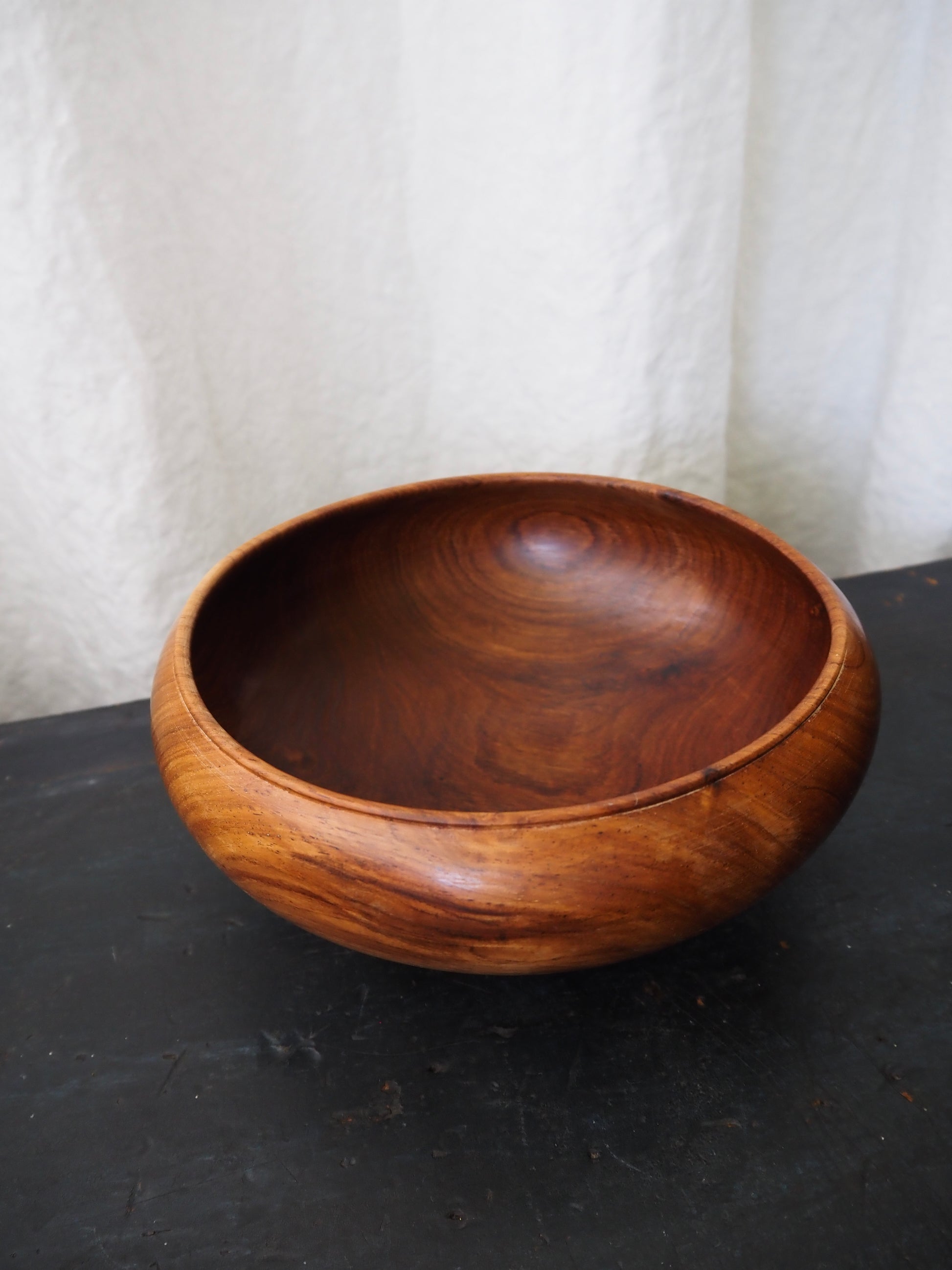 Hand-Turned and Lacquered Burl Wood Bowl