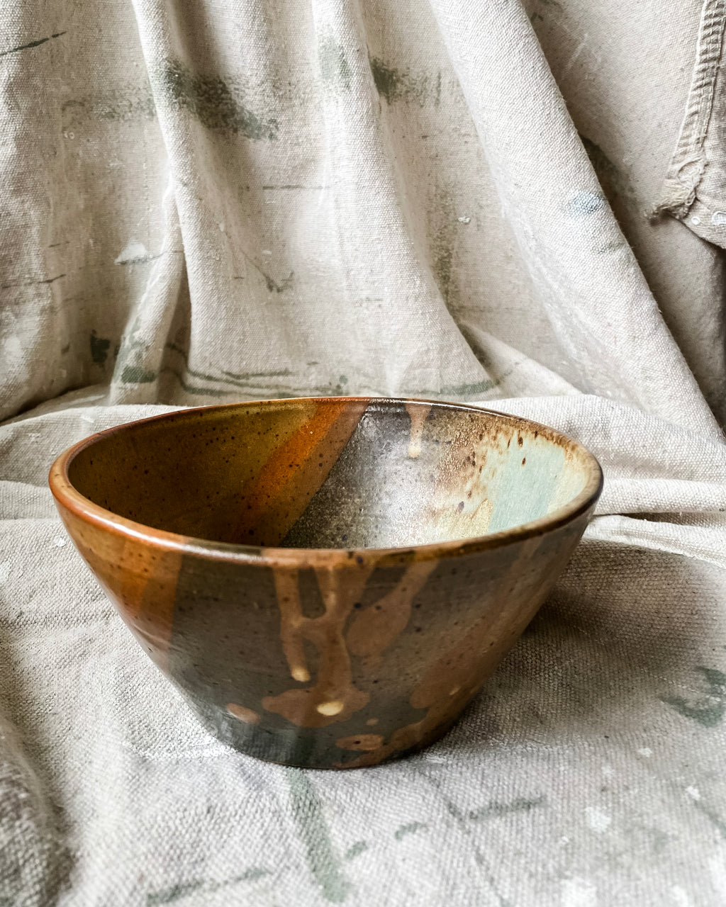 Matte Technicolor Glaze Studio Pottery Bowl