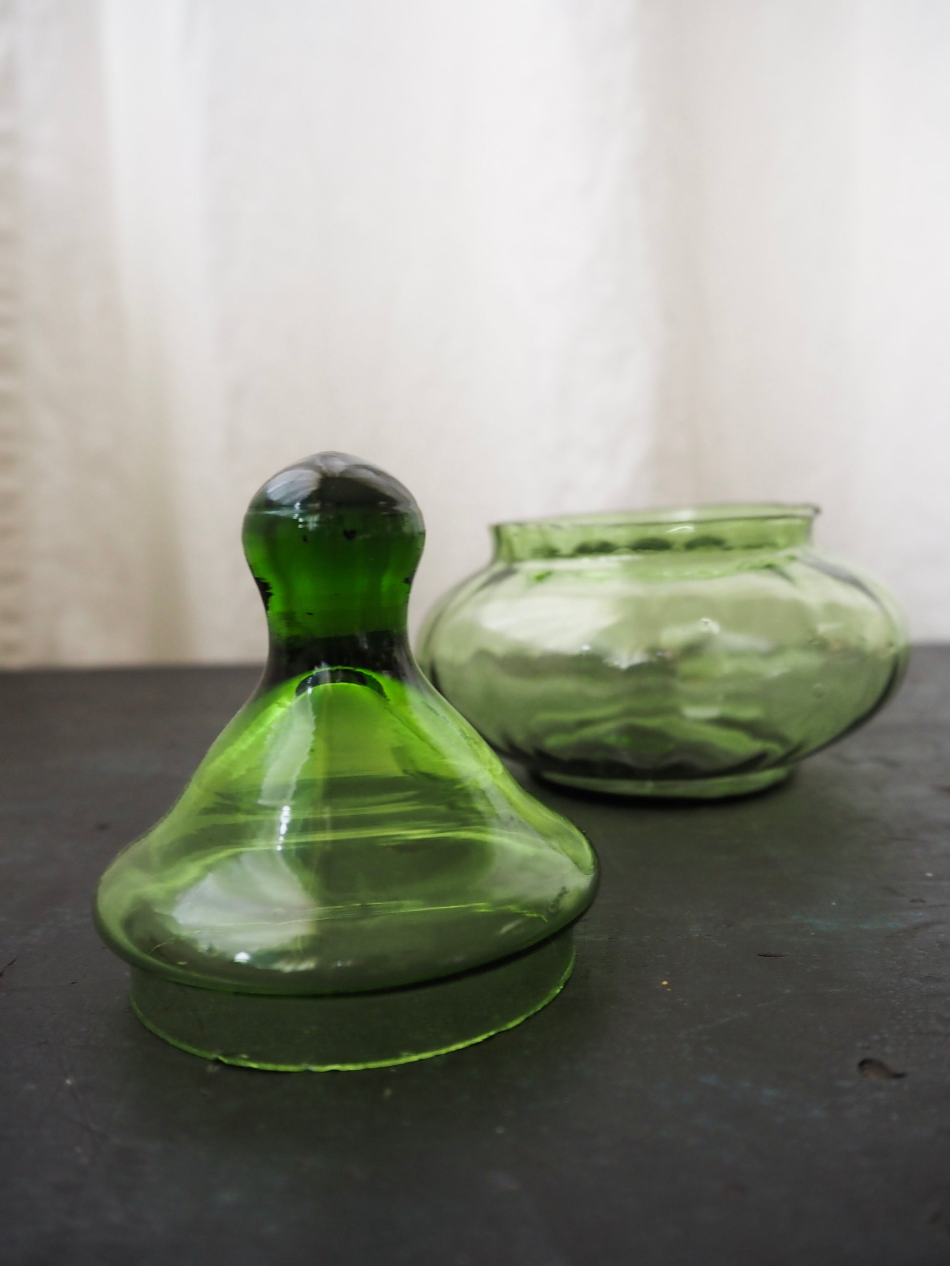 Vintage Italian Empoli Verde Lidded Jar
