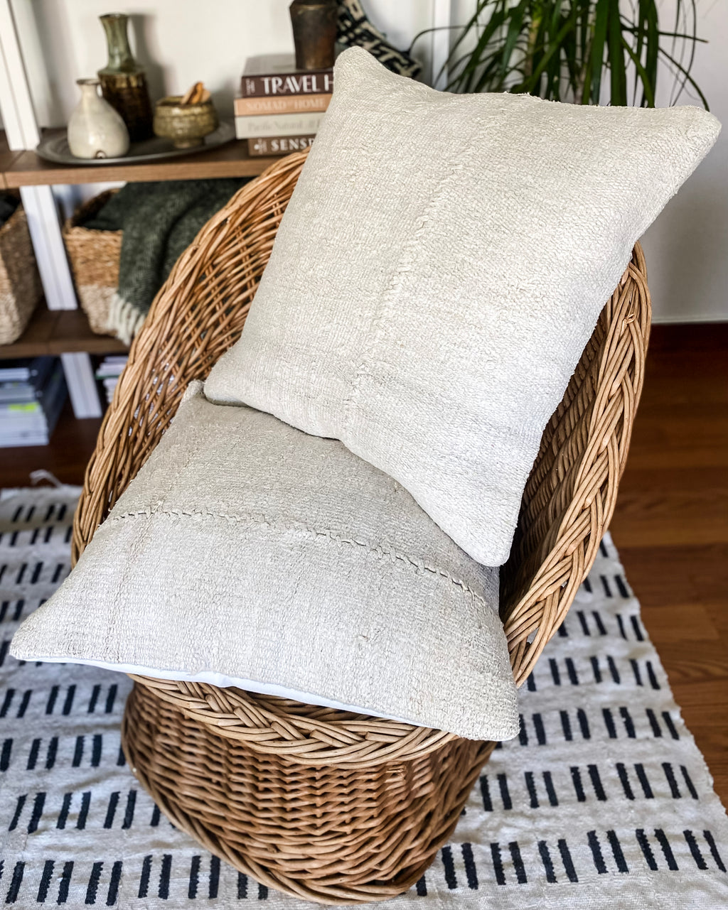 Reclaimed Turkish Hemp Kilim Pillows, 20" x 20", set of two