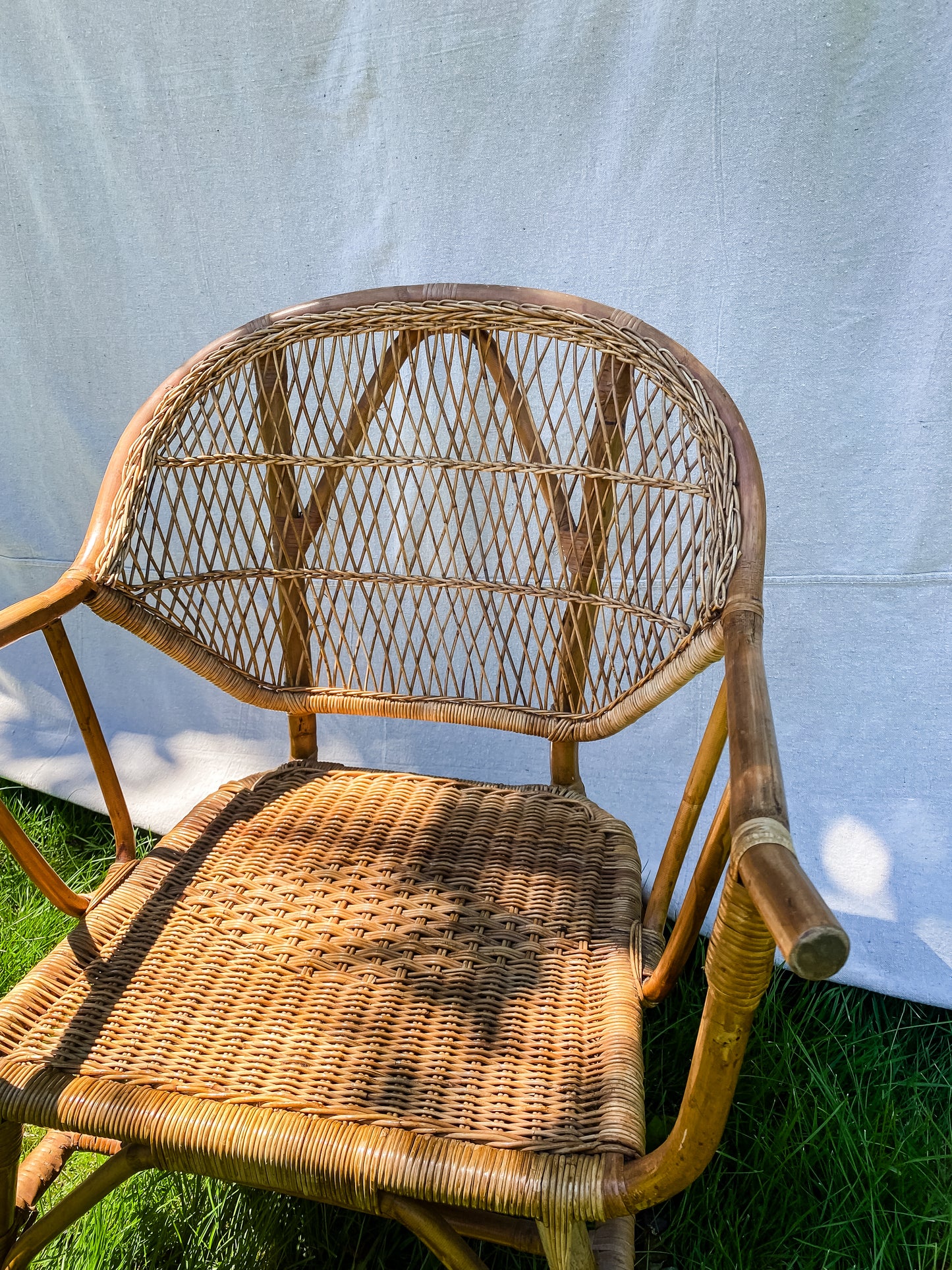 1950s Rattan Wicker Armchair (1)