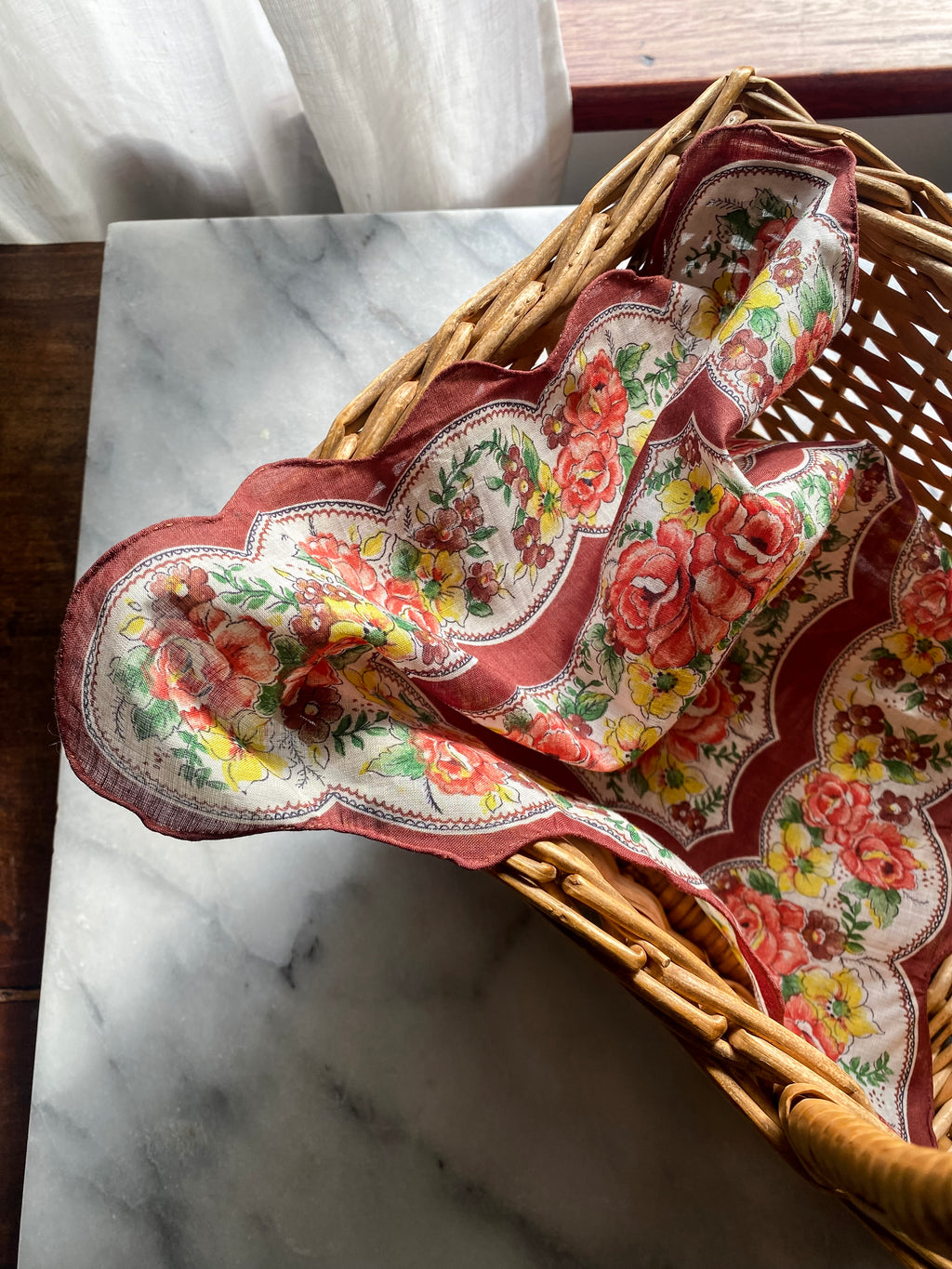 Vintage Roses Printed Handkerchief