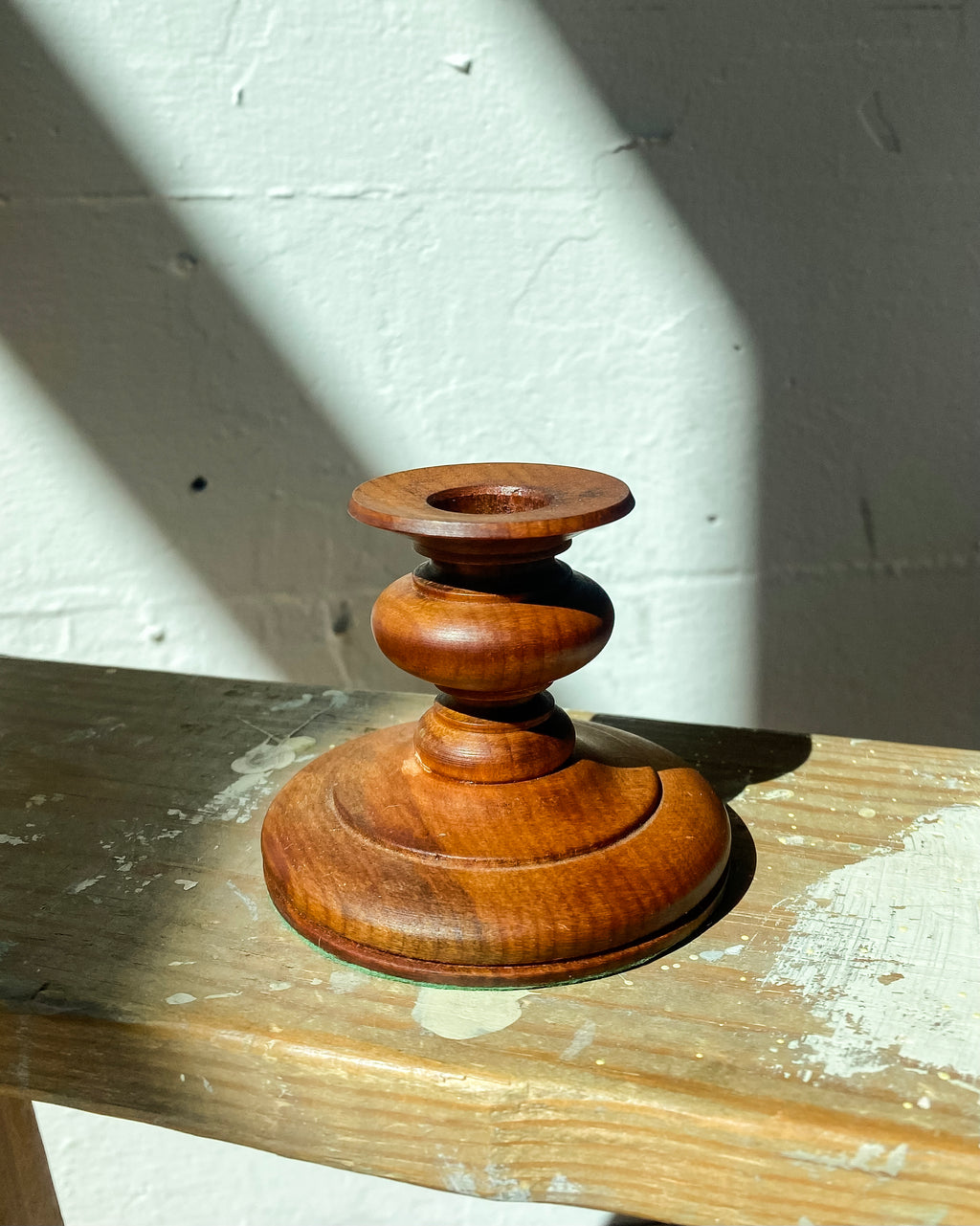 Turned Wood Candlestick from New Zealand