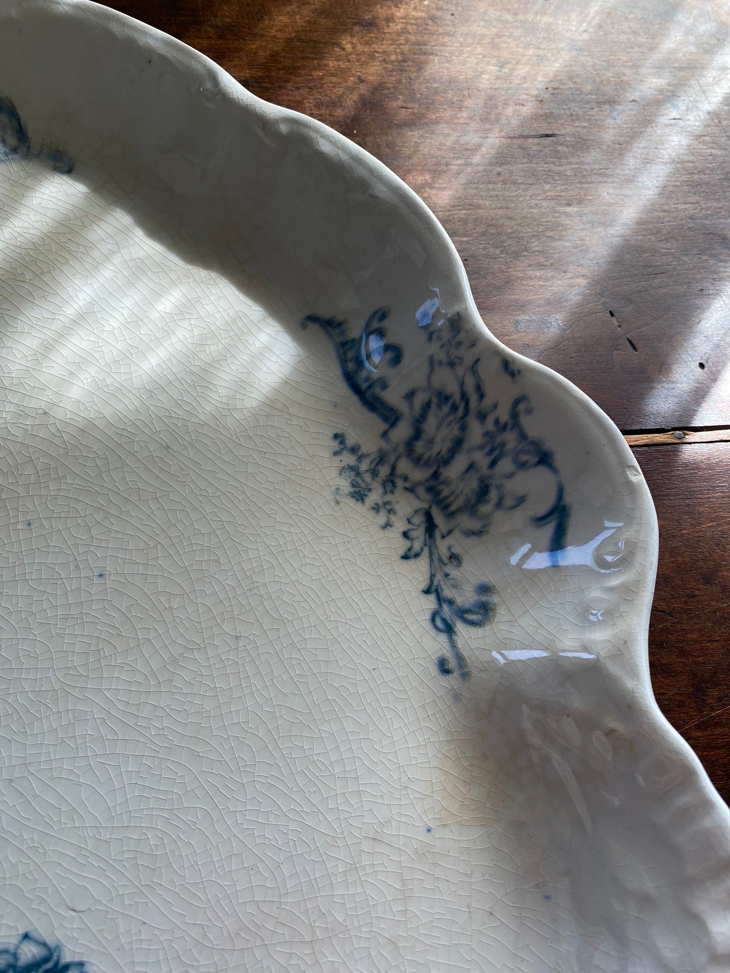 Laughlin 'American Beauty' Flow Blue Transferware Serving Platter