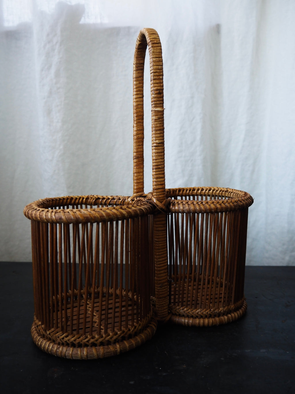Vintage French Rattan Wine Tote
