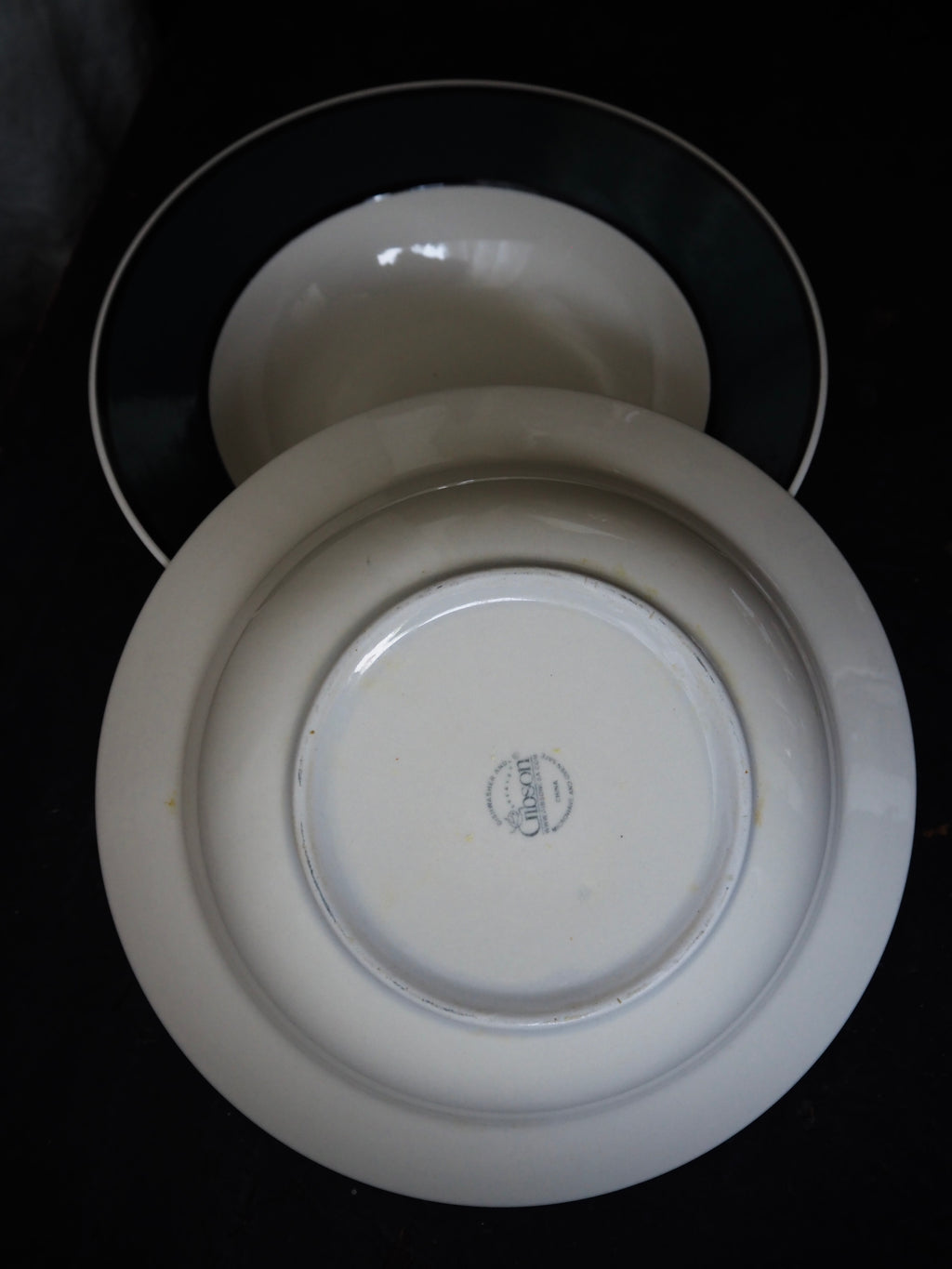 1990s Gibson Stoneware "Hudson Spruce" Pasta Bowls, set of 2