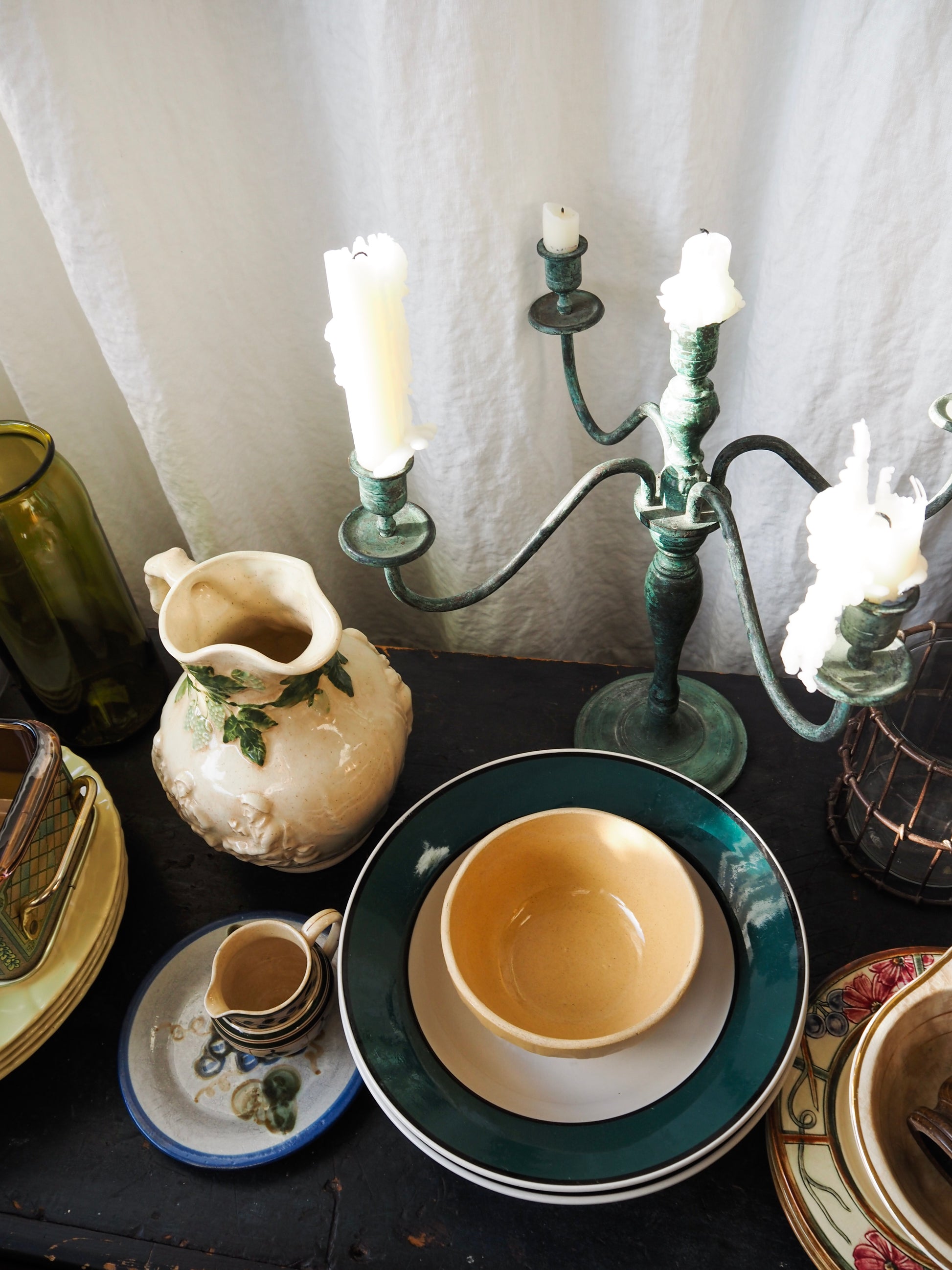 Vintage Four-Arm Verdigris Candelabra