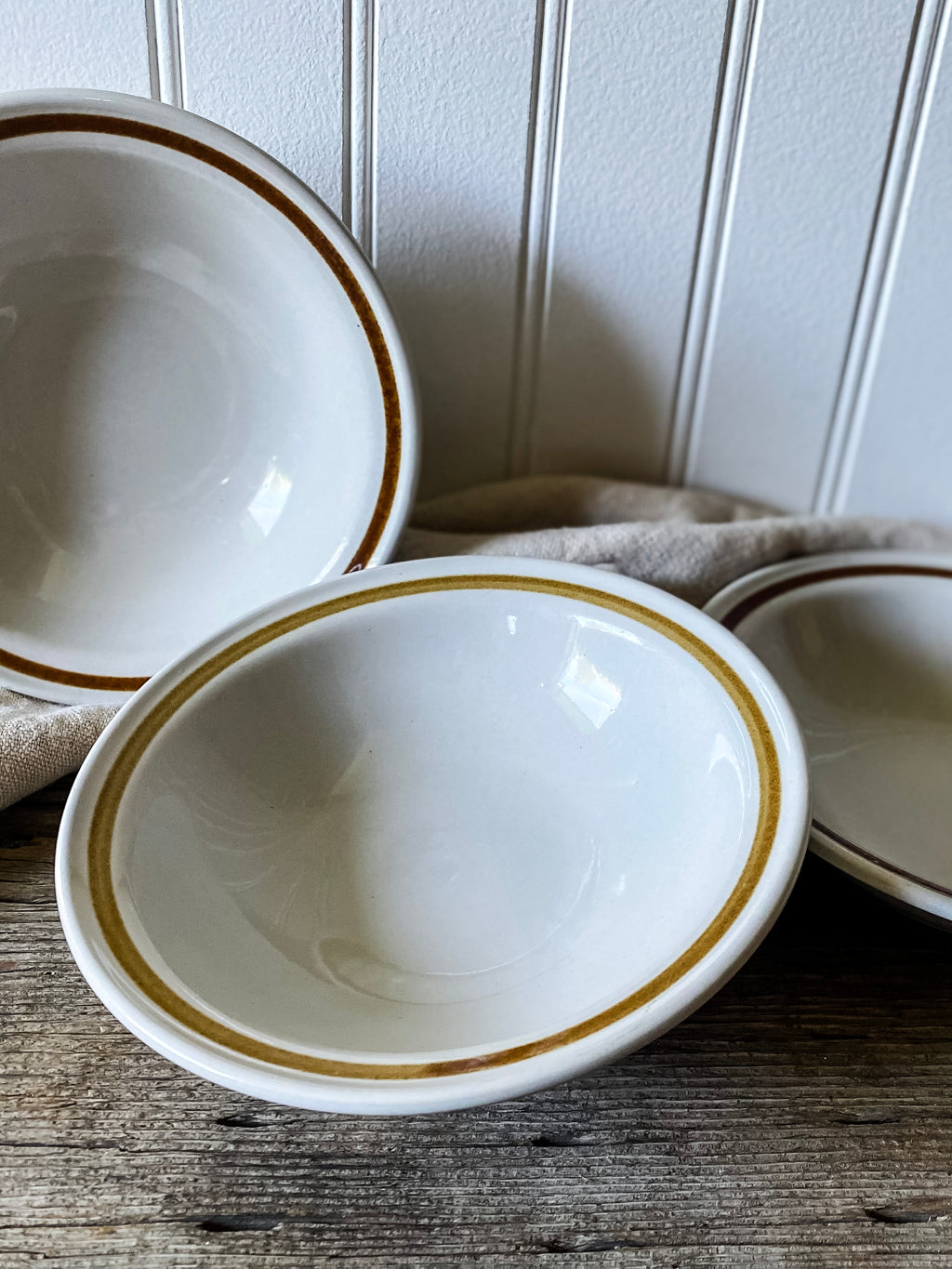 Stoneware Japan Brown Stripe Bowls, set of three