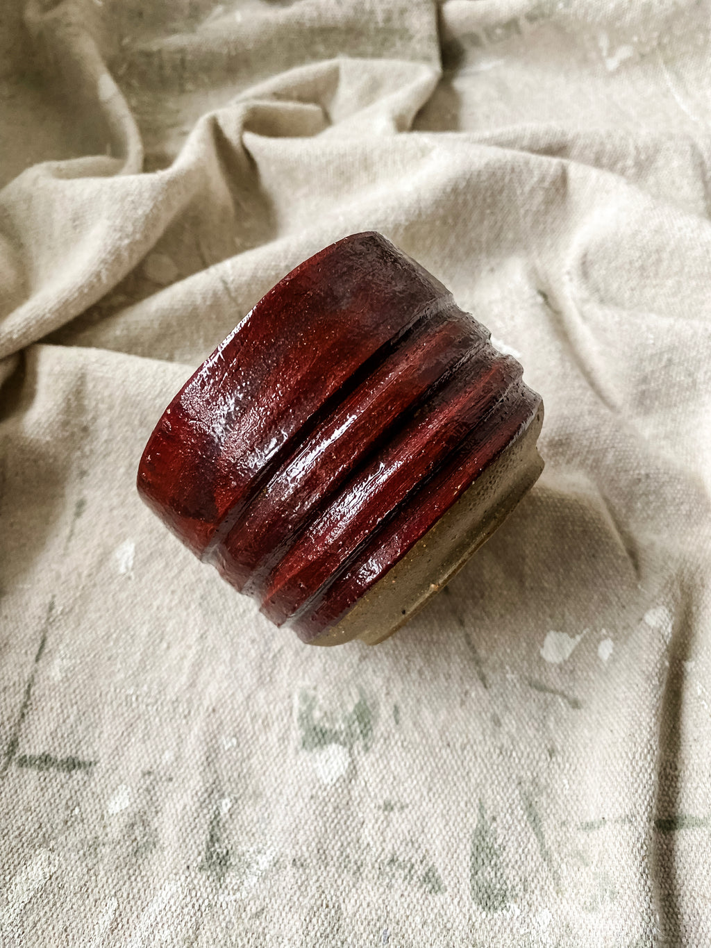 Burgundy Ribbed Handmade Cup