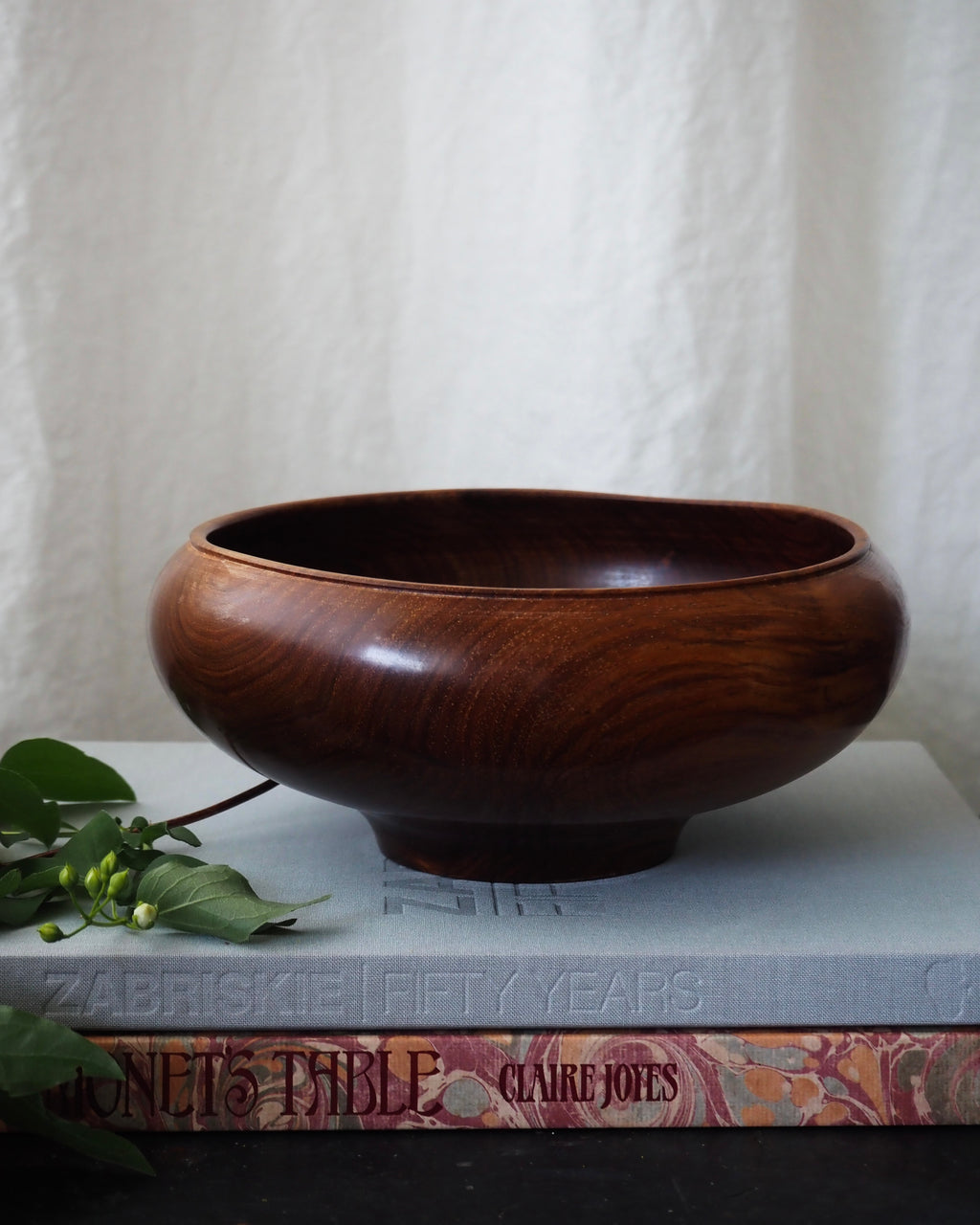 Hand-Turned and Lacquered Burl Wood Bowl