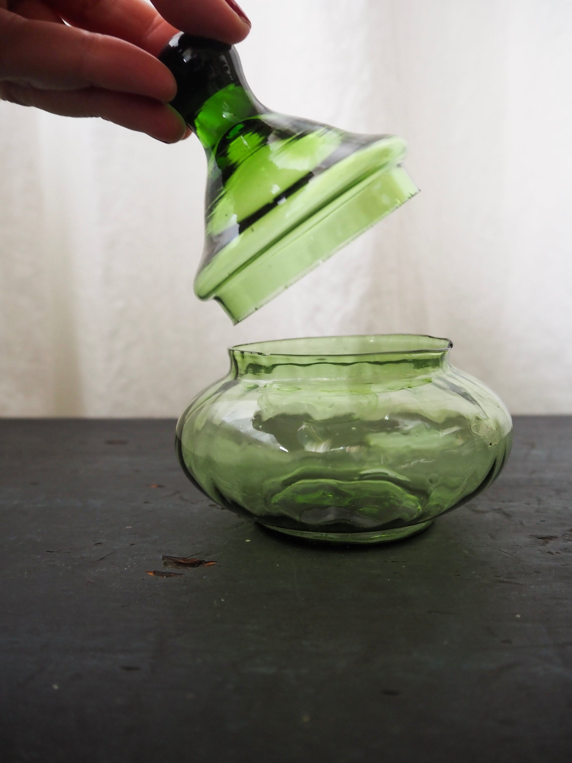 Vintage Italian Empoli Verde Lidded Jar