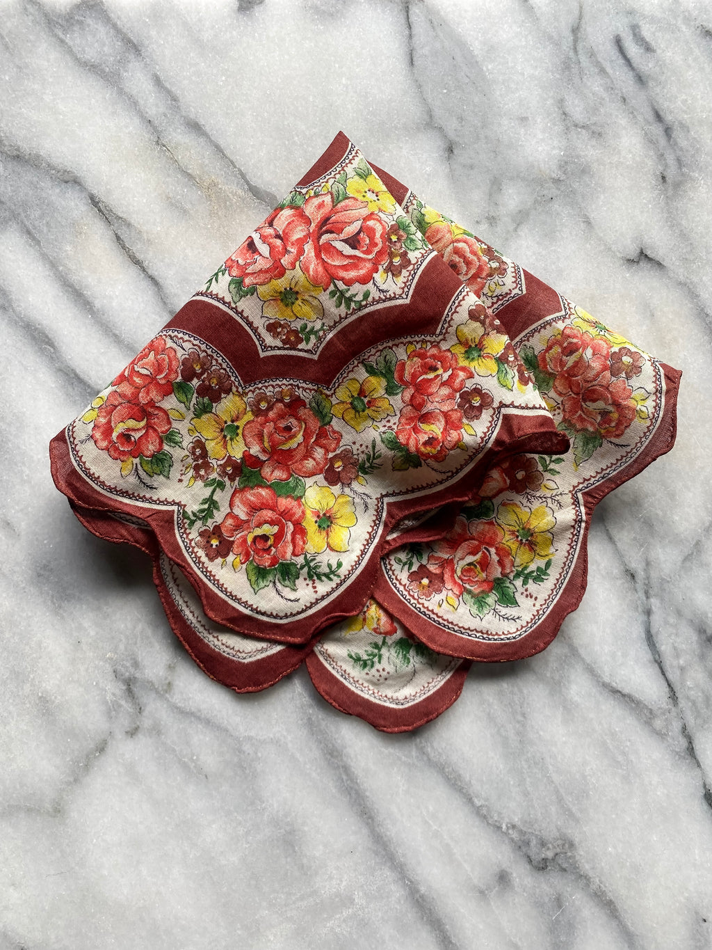 Vintage Roses Printed Handkerchief