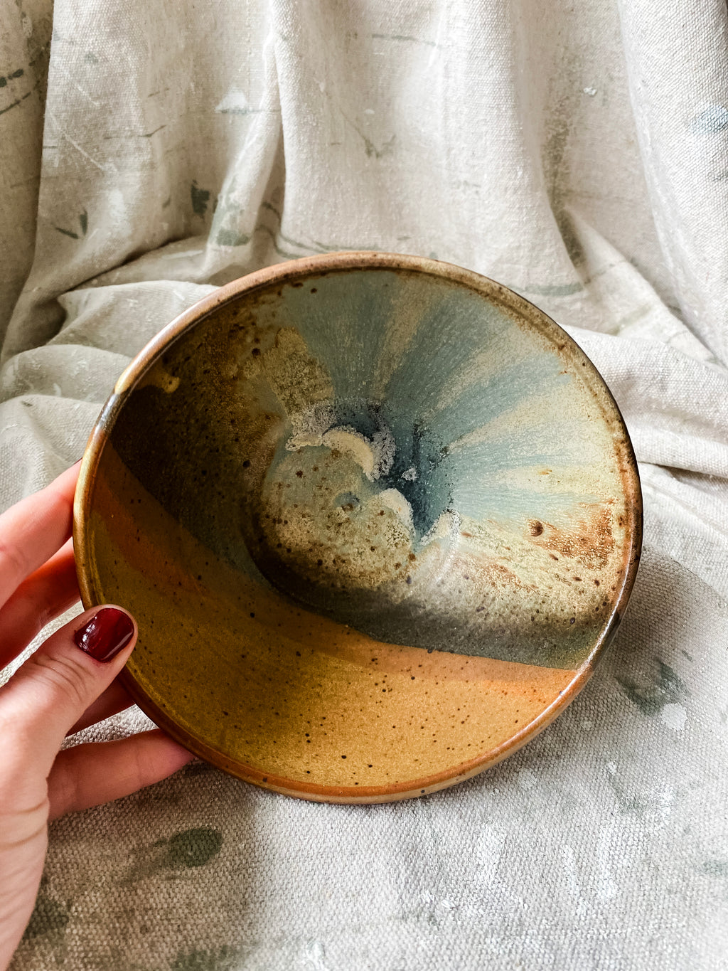 Matte Technicolor Glaze Studio Pottery Bowl