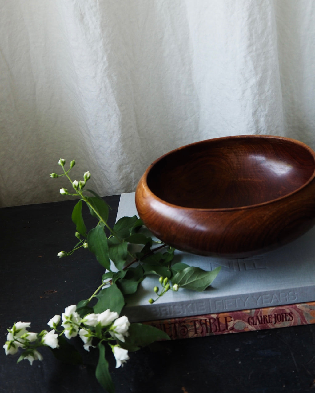 Hand-Turned and Lacquered Burl Wood Bowl