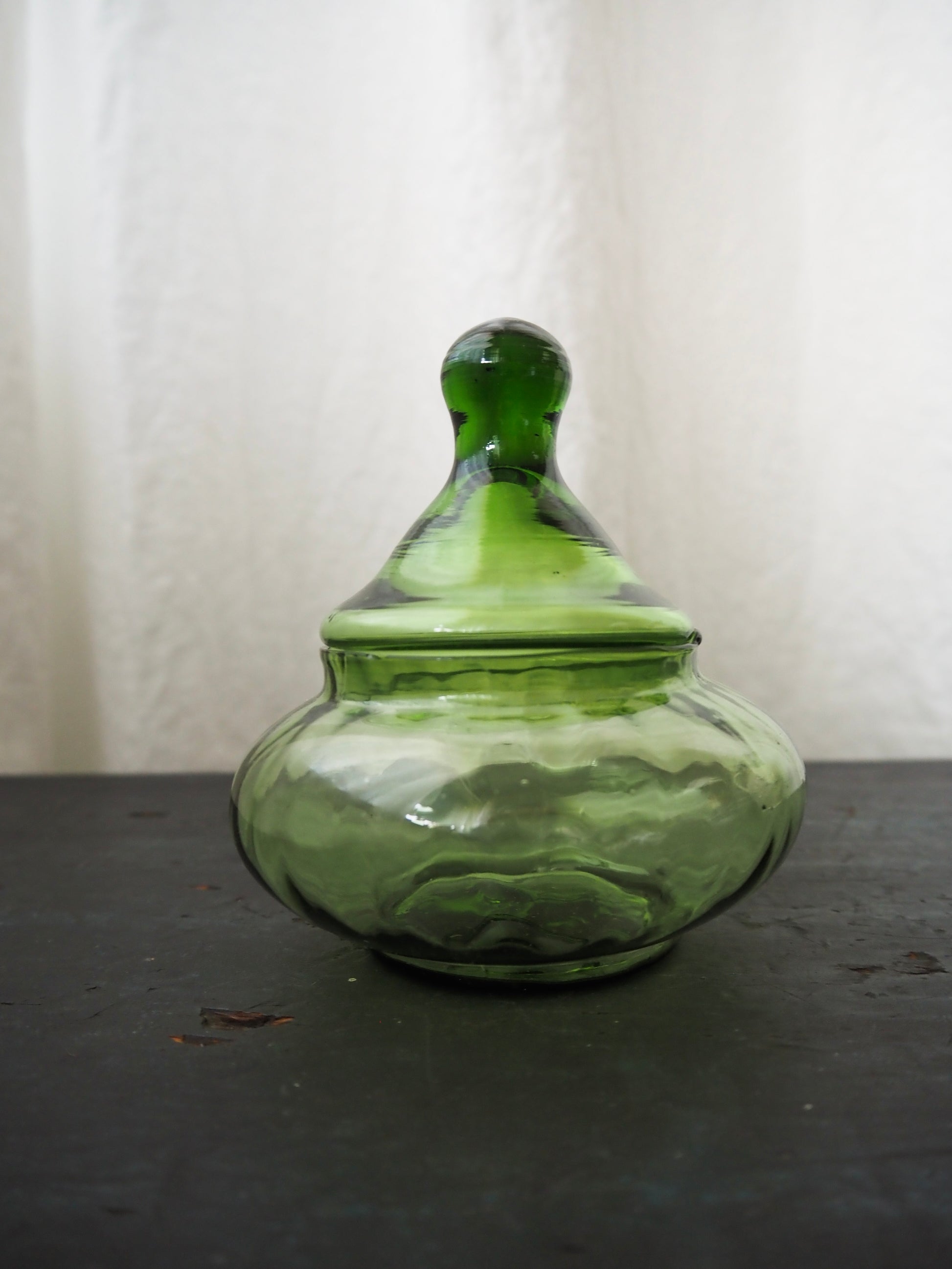 Vintage Italian Empoli Verde Lidded Jar