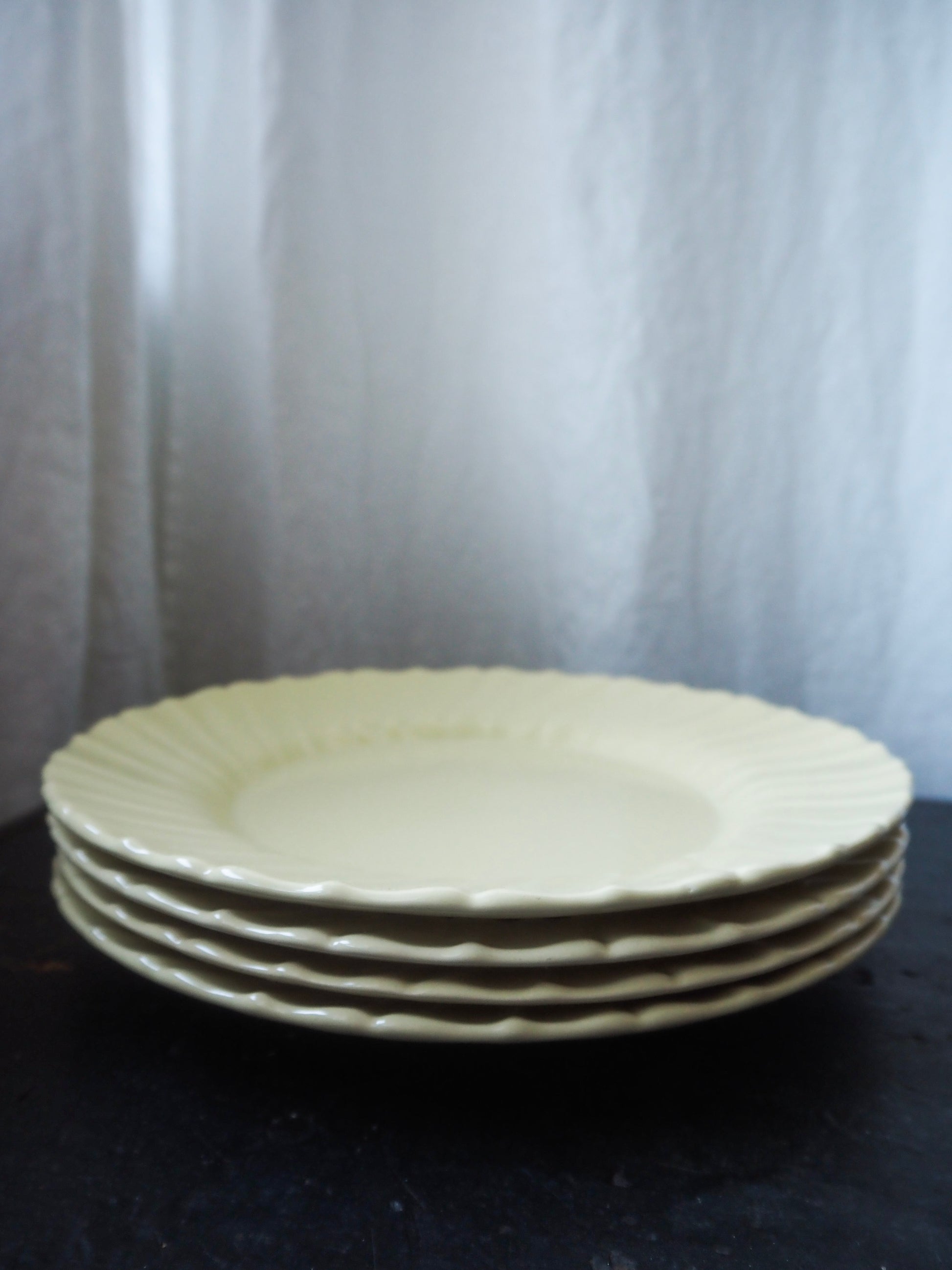 Butter Yellow Franciscan Pottery Plates, set of 4