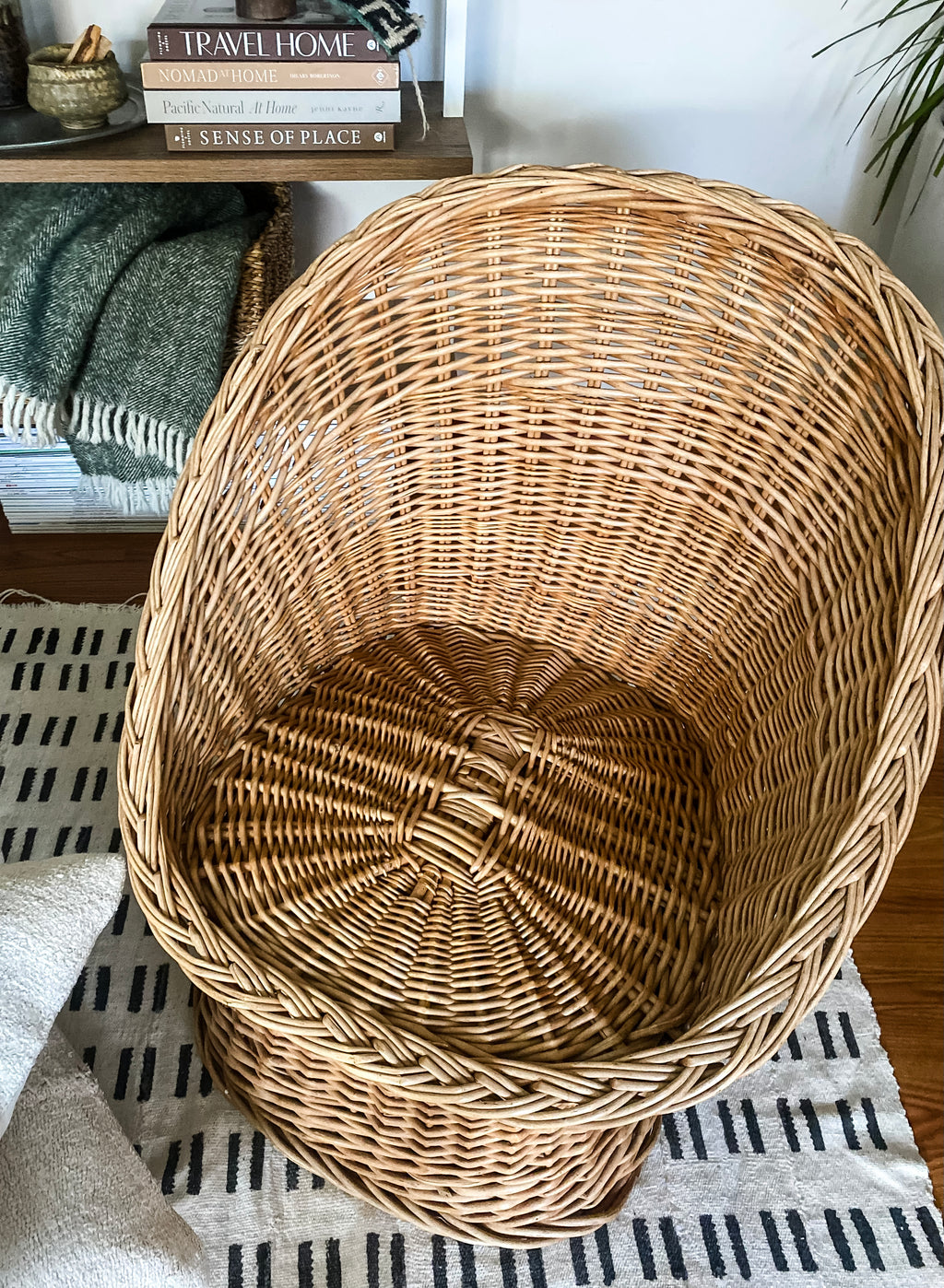 1970s Low Wicker Barrel Chair