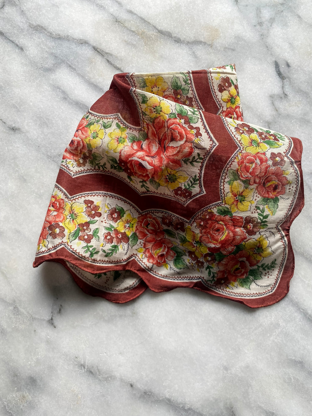 Vintage Roses Printed Handkerchief