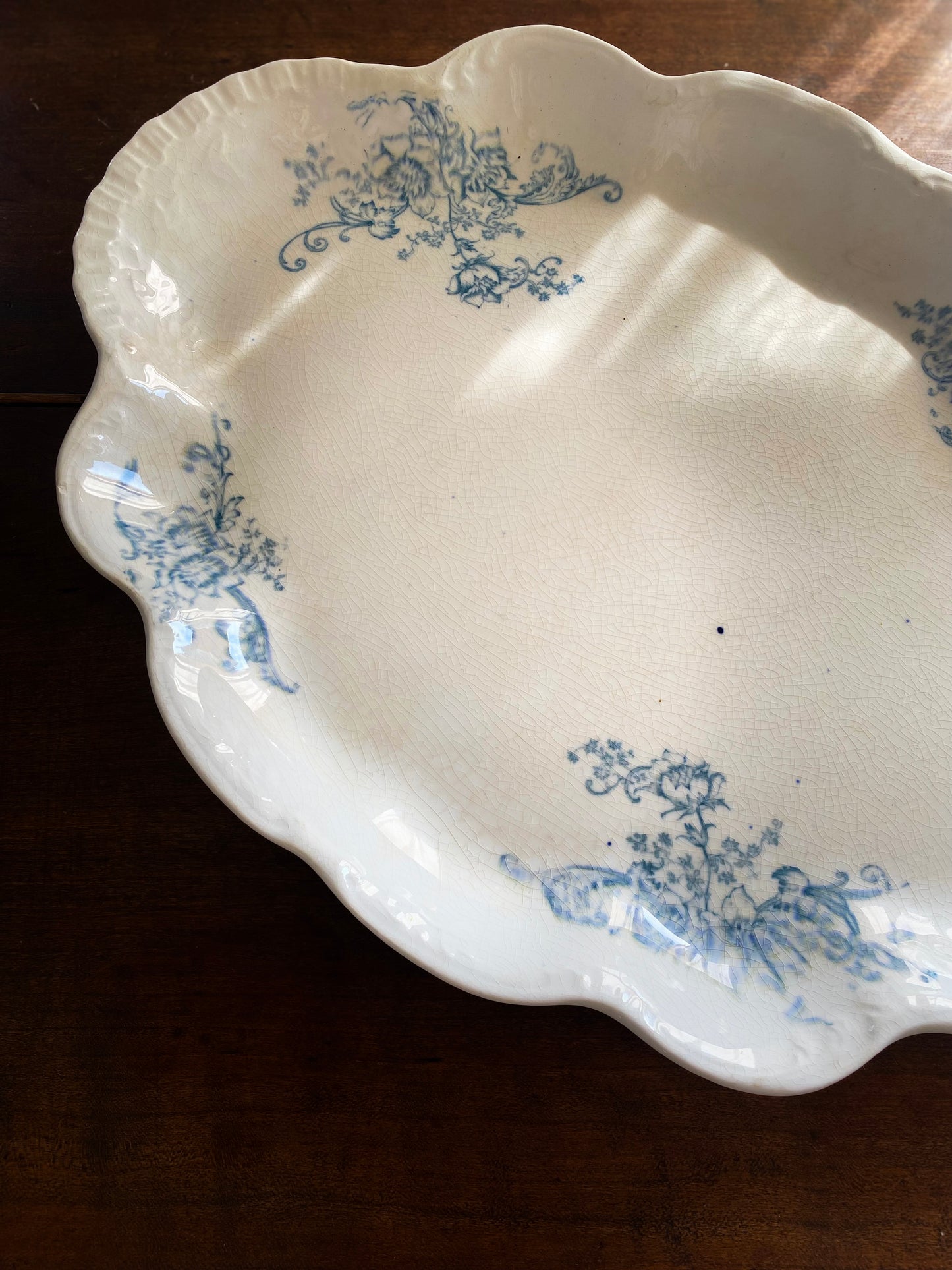 Laughlin 'American Beauty' Flow Blue Transferware Serving Platter