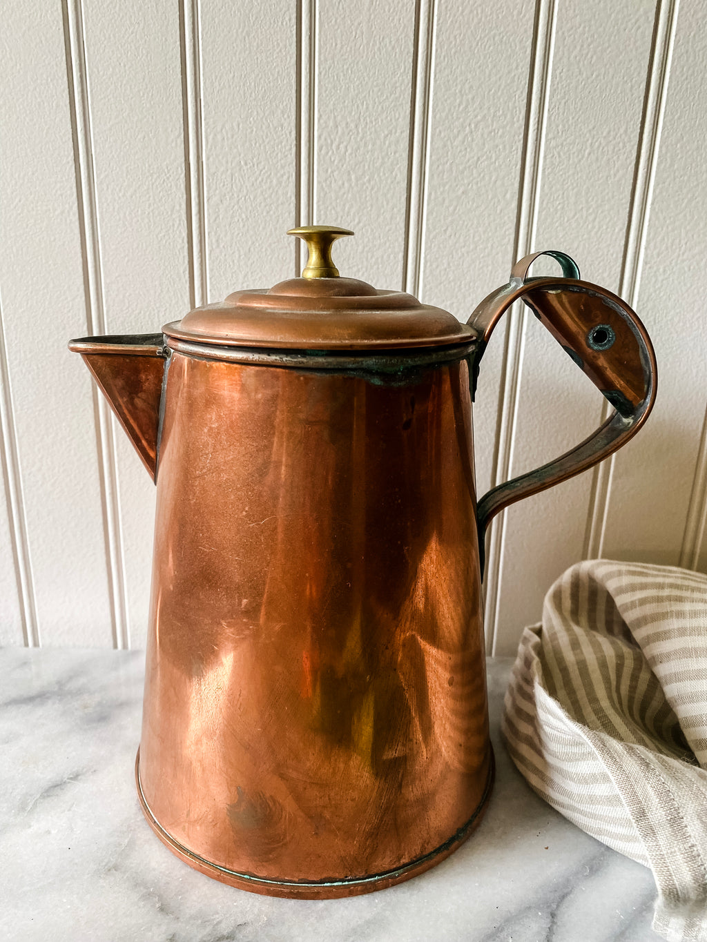 Antique Copper Kettle with Lid
