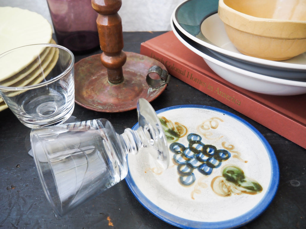 Vintage Stoneware Plate with Grapes