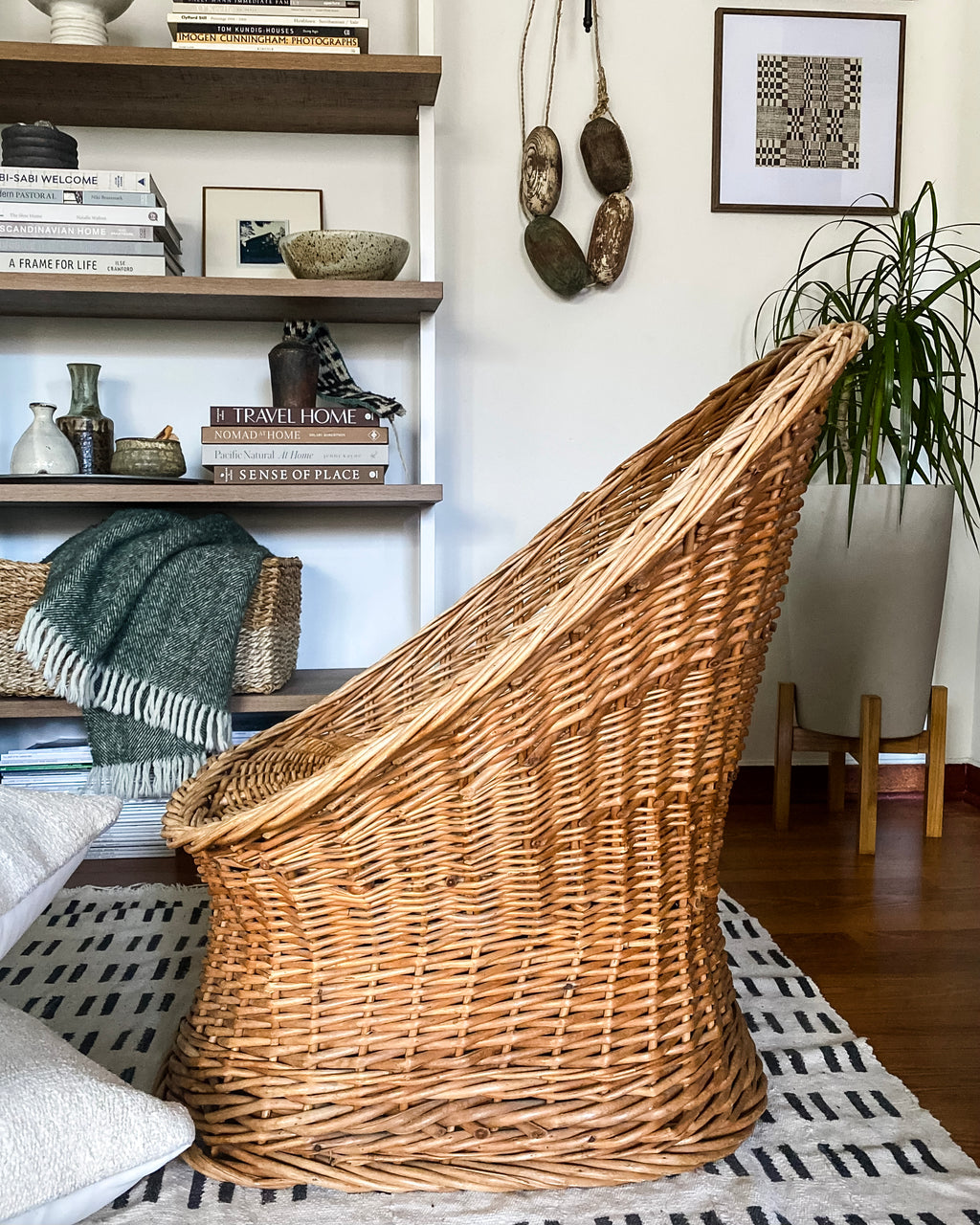 1970s Low Wicker Barrel Chair