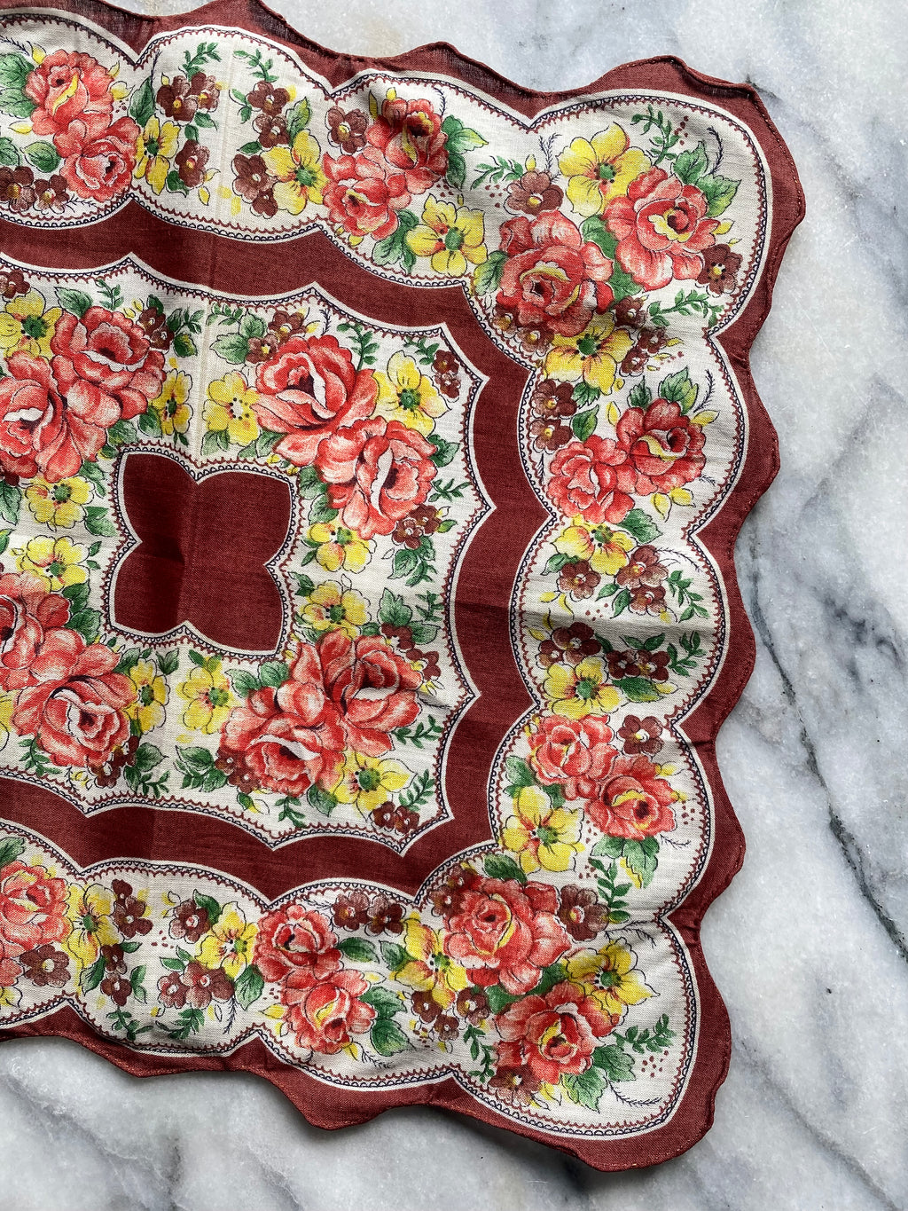 Vintage Roses Printed Handkerchief