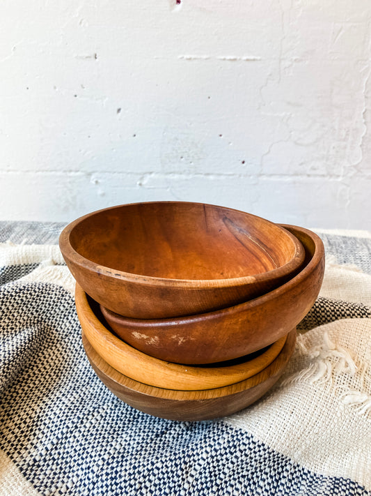 Turned Wood Bowls, set of four