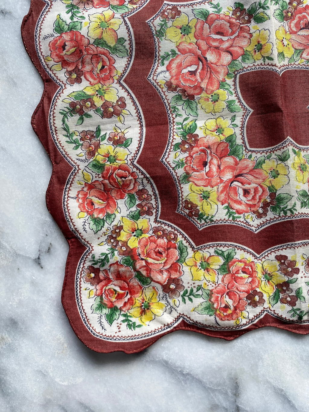 Vintage Roses Printed Handkerchief