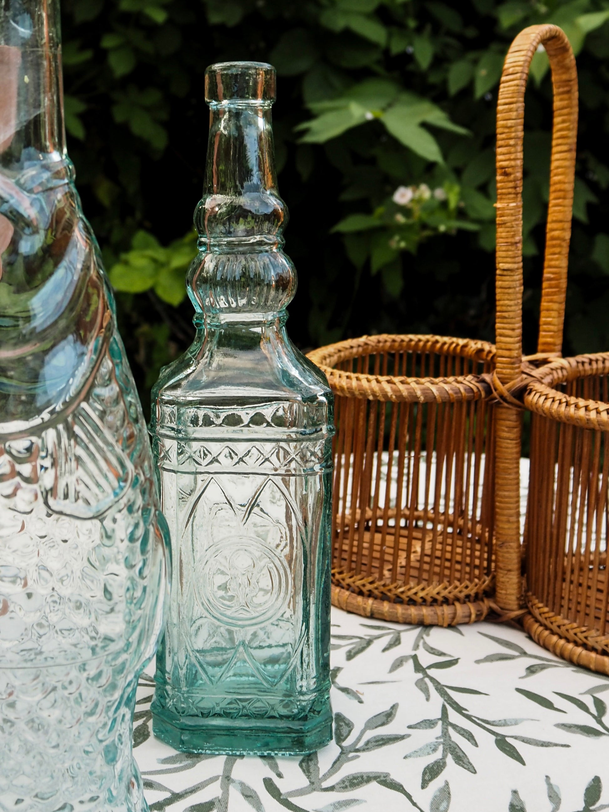 Vintage Spanish Square Glass Bottle