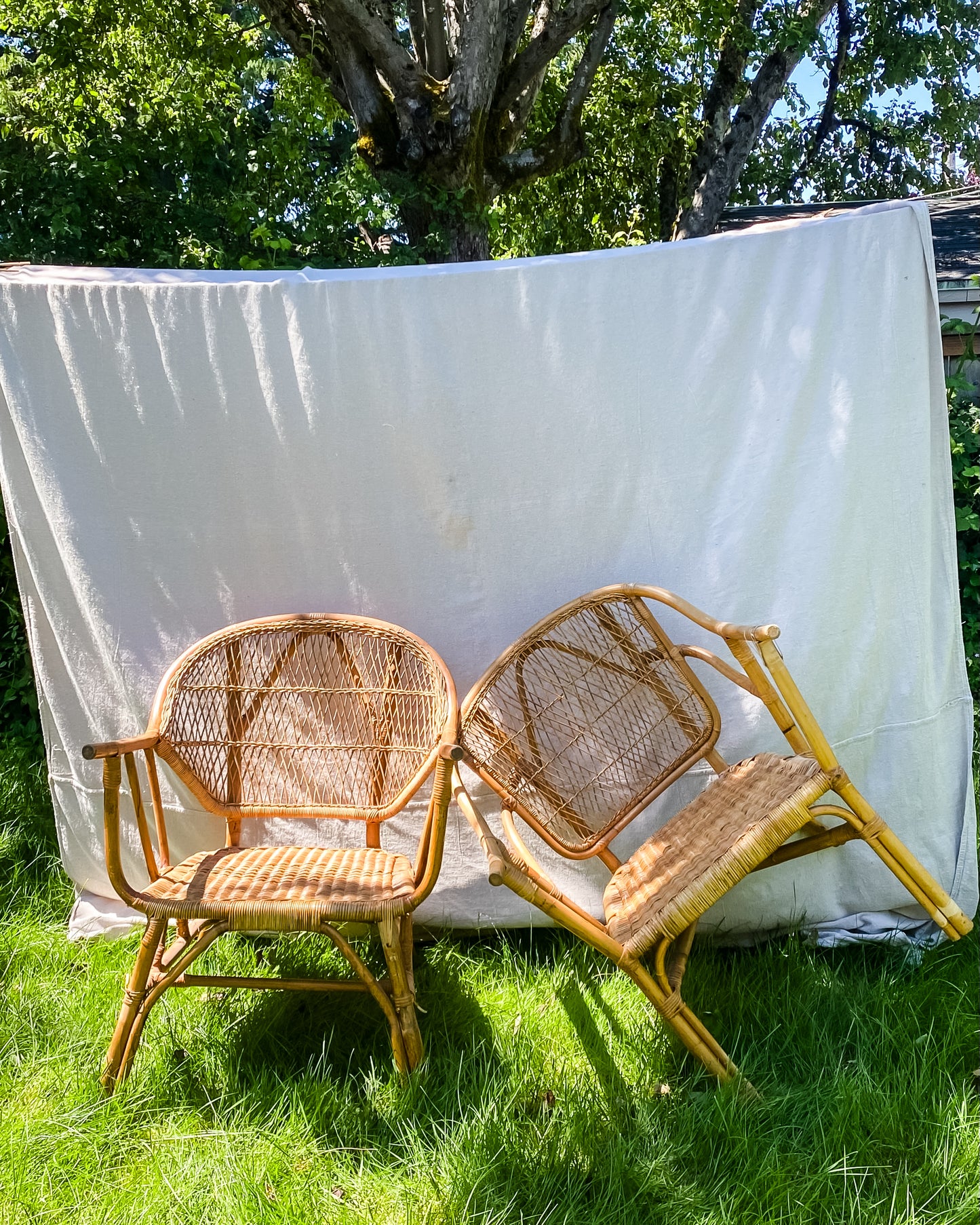 1950s Rattan Wicker Armchair (1)