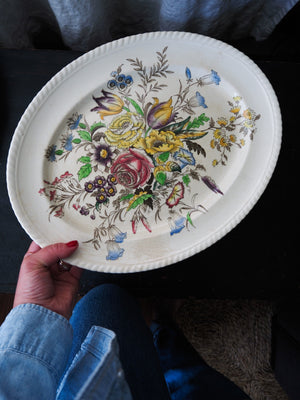 Antique Johnson Brothers Devonshire Floral Bouquet Platter