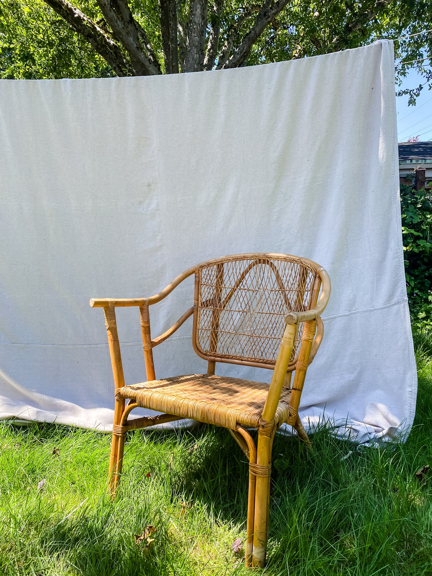 1950s Rattan Wicker Armchair (2)