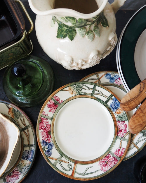1940s Weller Pottery Deco Floral Dessert Plates, set of 4